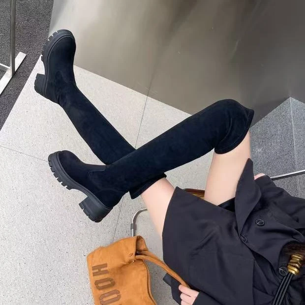 【038#】秋季时尚过膝丝绒长靴