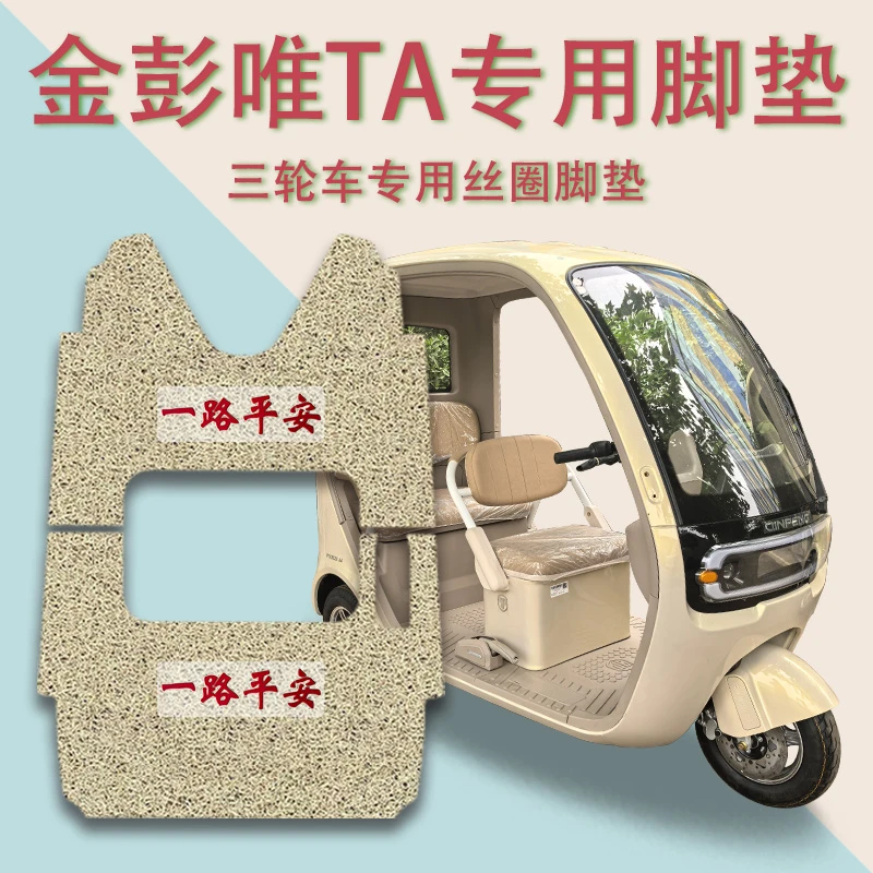 适用金彭唯TA电动三轮车脚垫JP1000DZK-8A防滑厚丝圈脚踩踏板垫ta