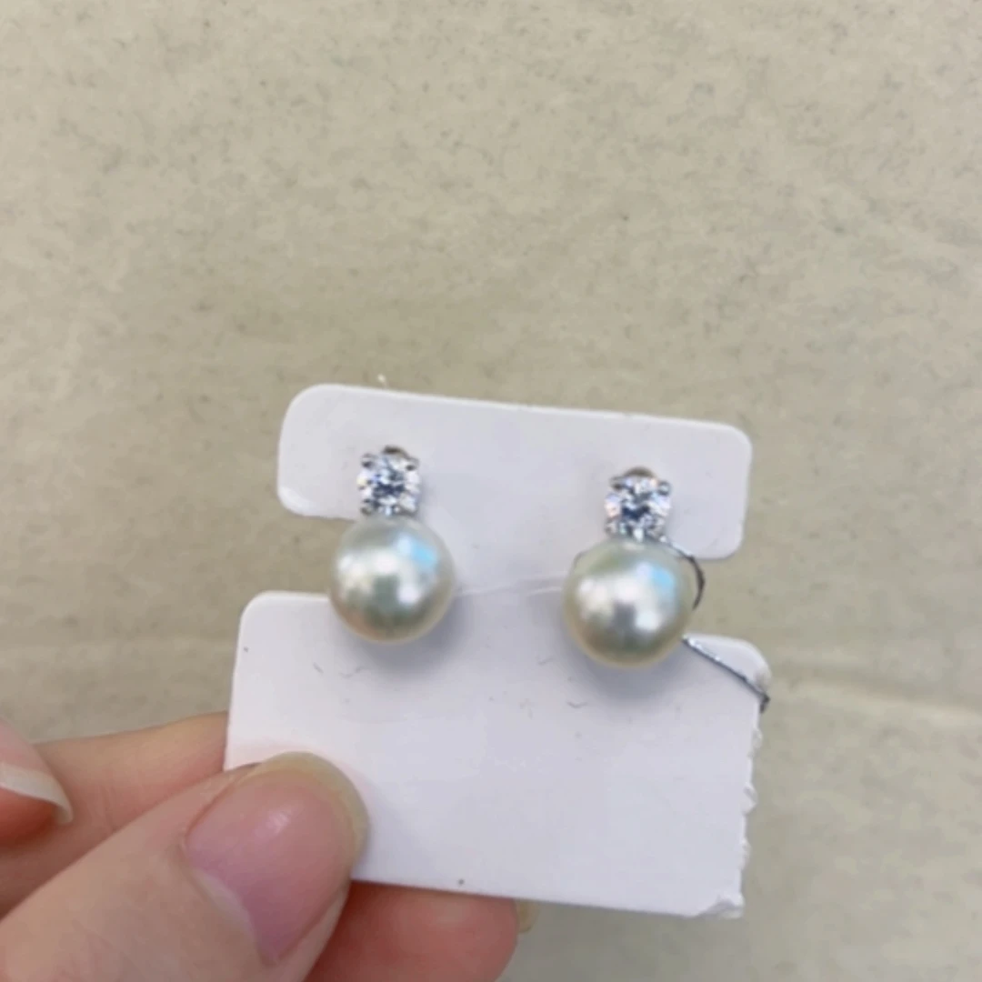 【闪购商品】海水珍珠耳饰未镶嵌9mm澳白