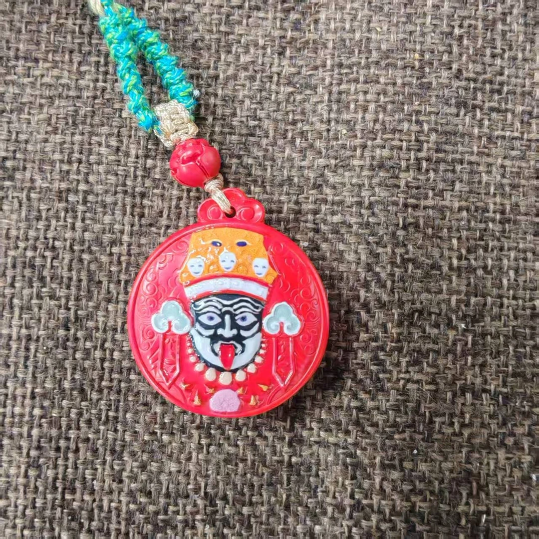 含辰砂工艺品NH035-红砂彩绘扎基拉姆吊坠