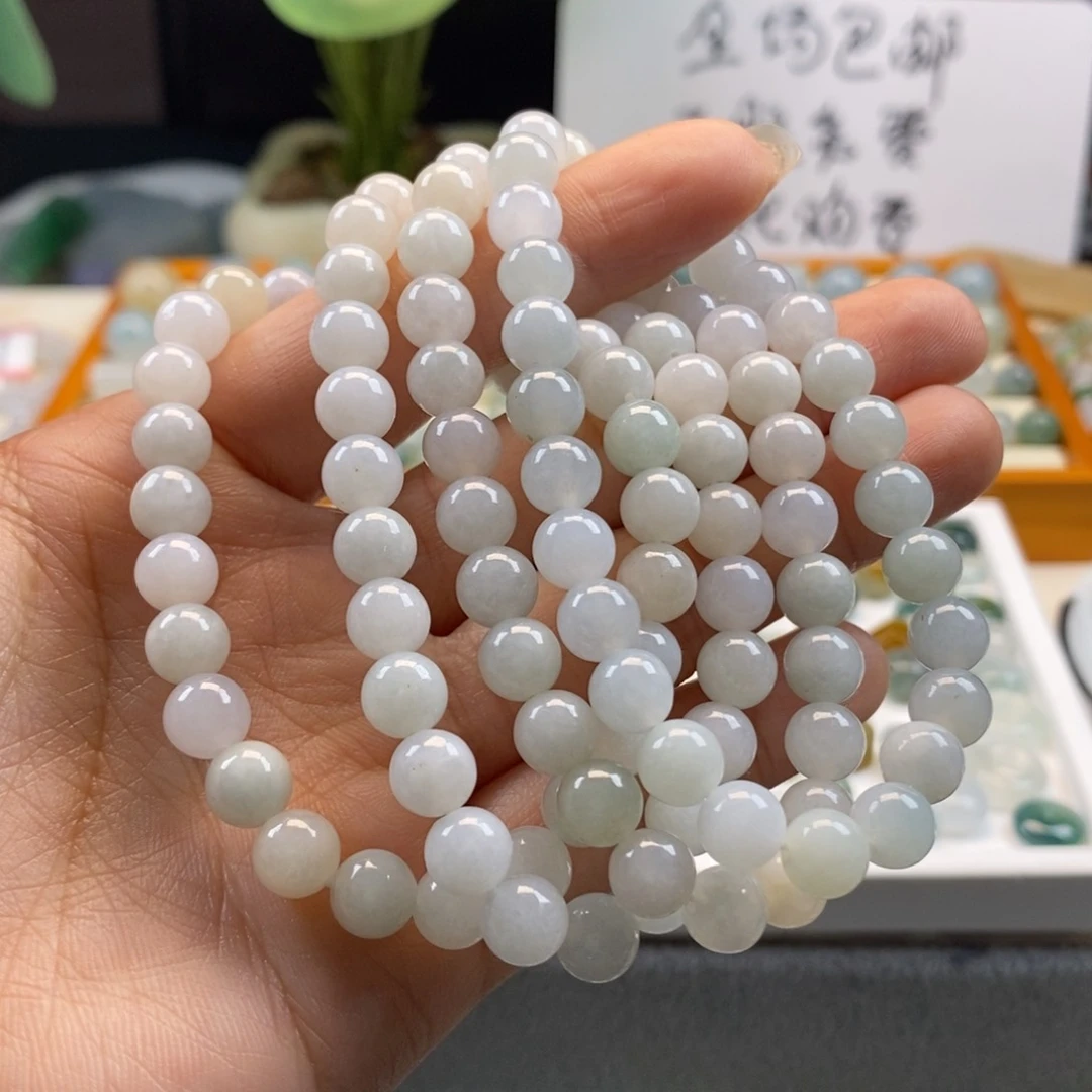 翡翠散珠菠**?天然翡翠4串