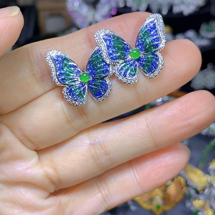 翡翠戒指银S925镶嵌龙*天然翡翠