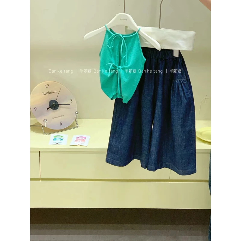 【清仓 no退no还】女童洋气绿色背心2025夏季新款韩版51036