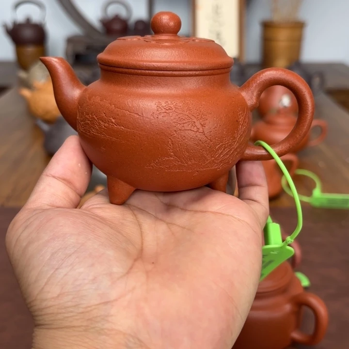 茶壶紫砂大彬如意200毫升大红泥