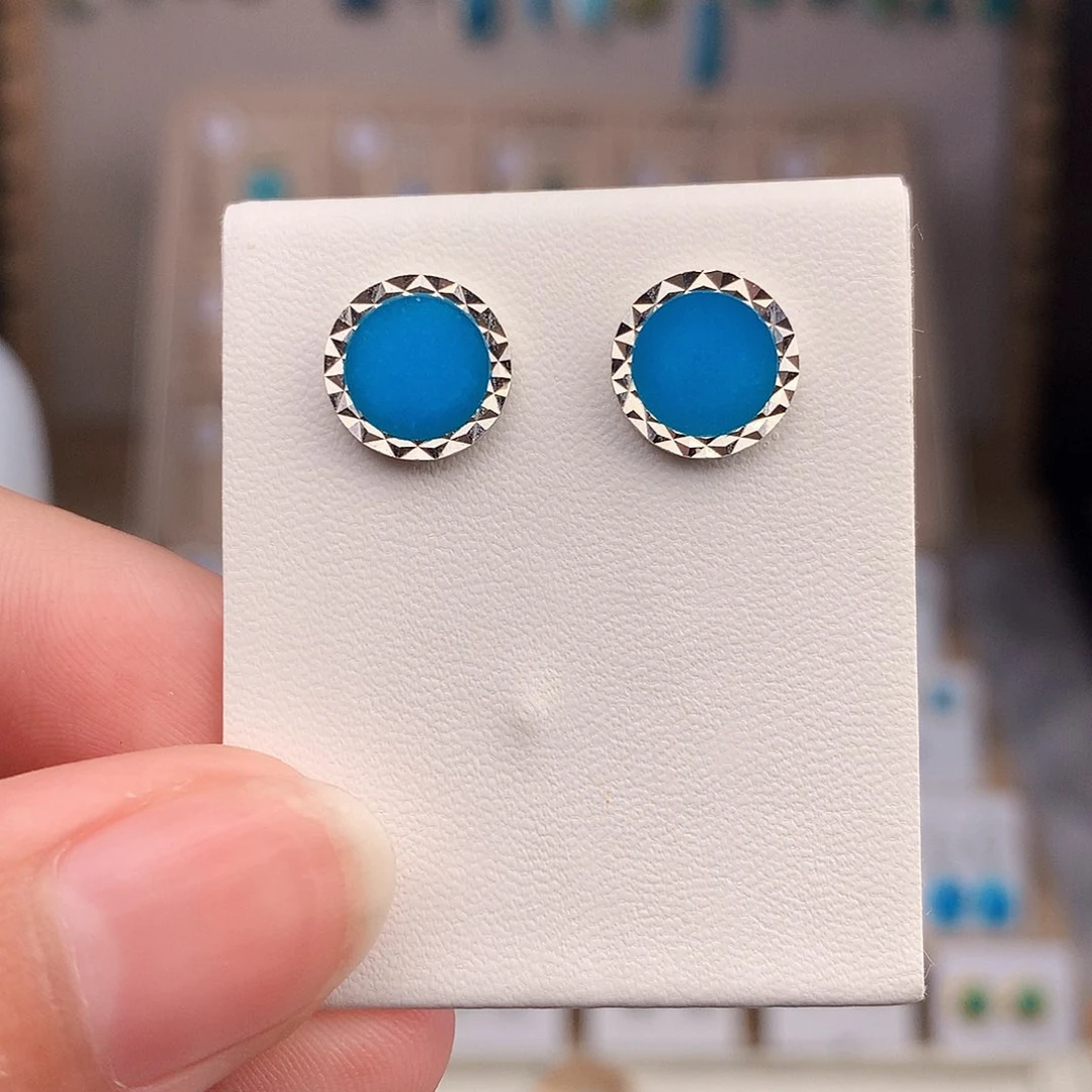 18K金镶嵌绿松石耳饰