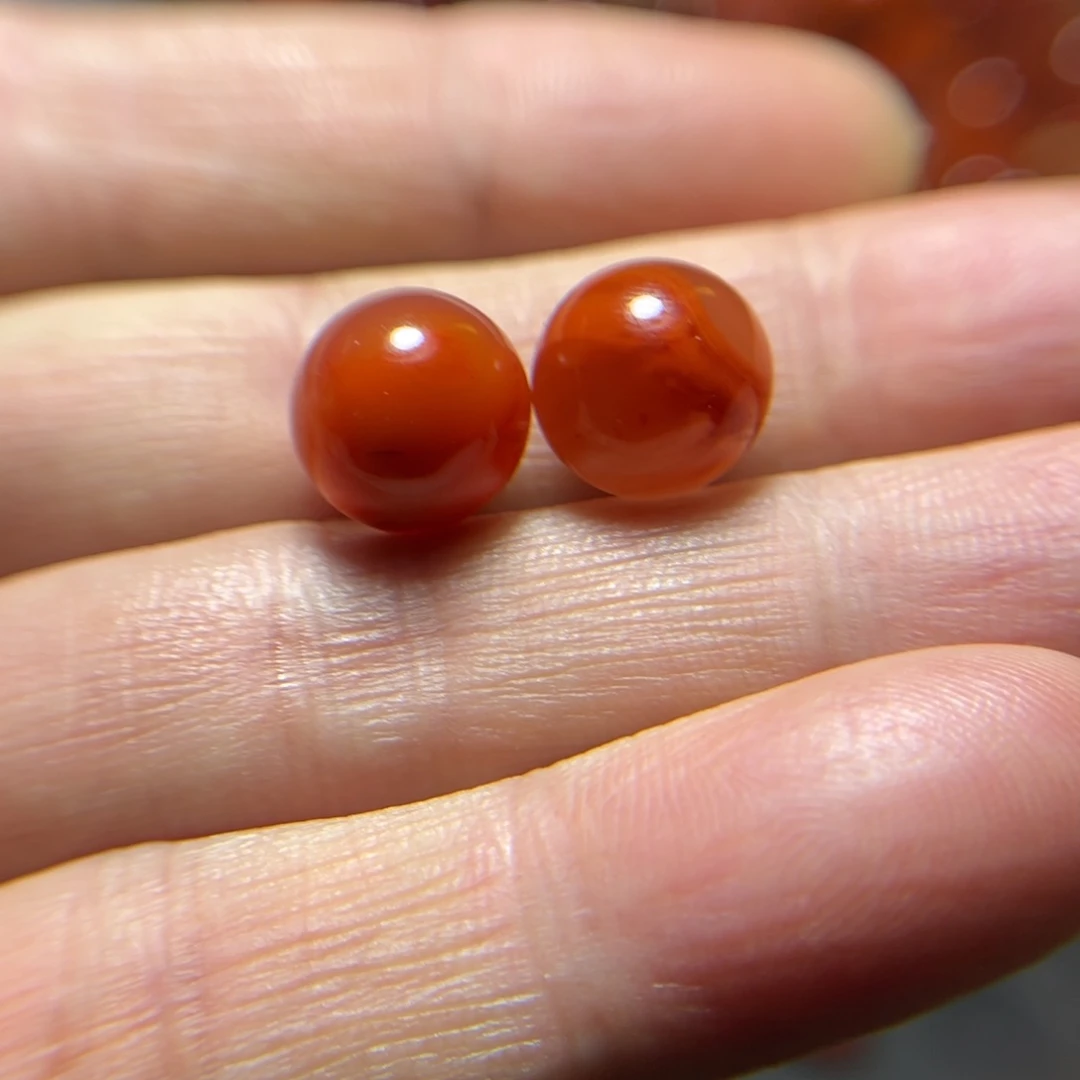 川***姐南红玛瑙未镶嵌珠宝奇石11mm原矿单珠