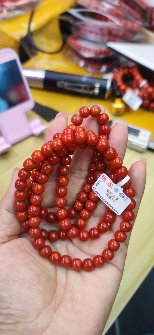 诚信经营支持年退换 南红老型7+多圈手串多样性发一