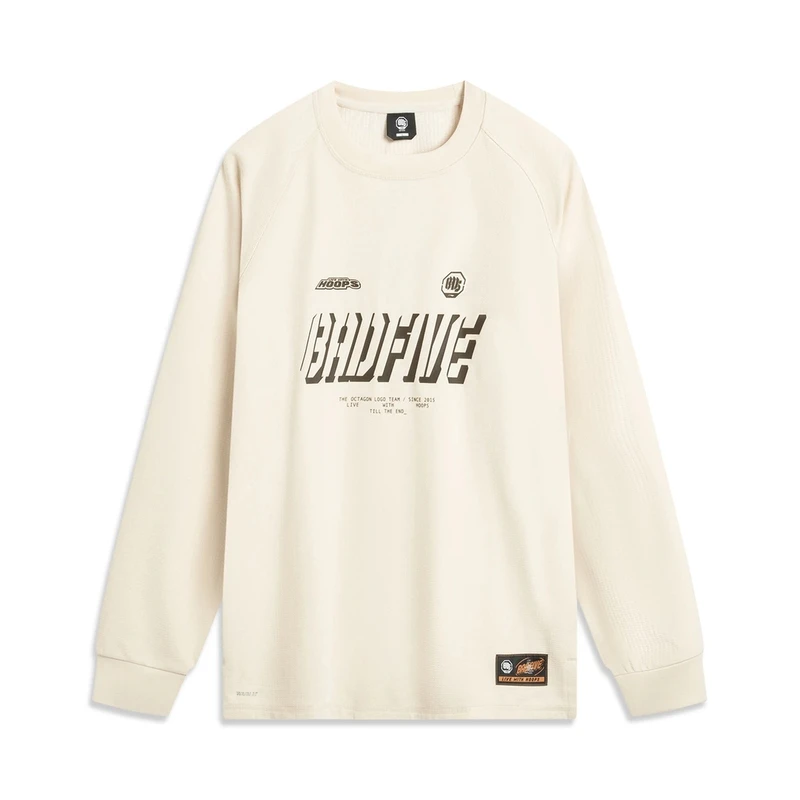 李宁T恤 2024冬新品男子反伍系列宽松休闲舒适百搭长袖T恤ATLU137