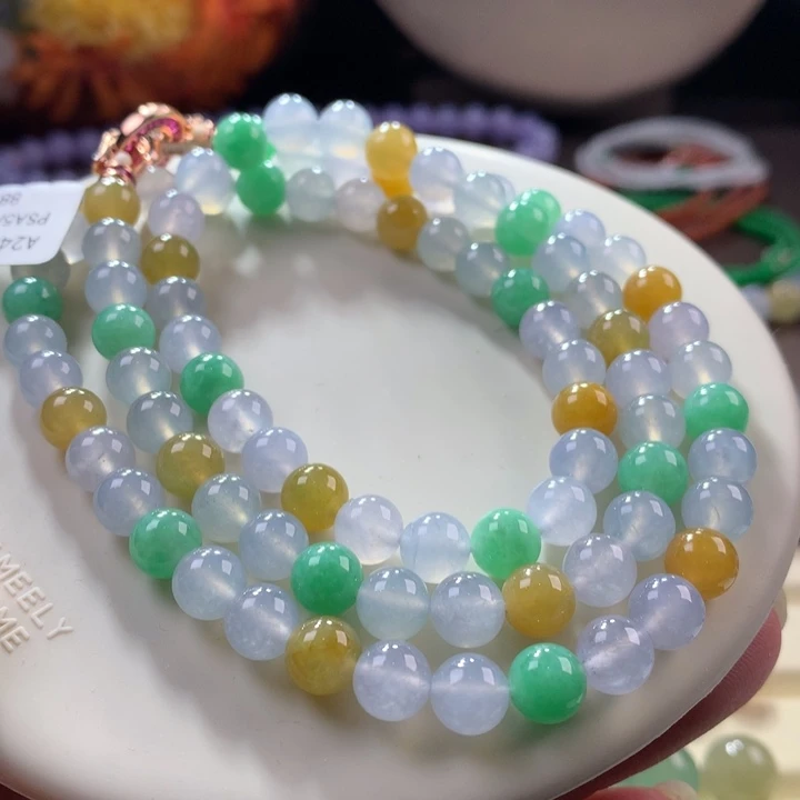 翡翠颈饰未镶嵌翡翠冰底多宝卡7+