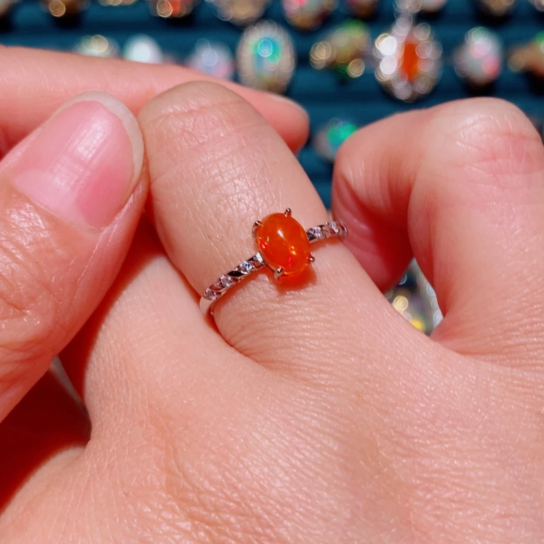 欧泊银S925镶嵌欧泊戒指