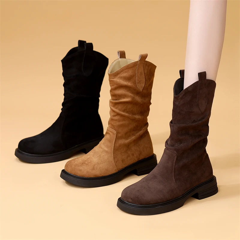 42大码秋季新款时尚堆堆靴平底马丁靴英伦风短靴时尚百搭显腿长靴