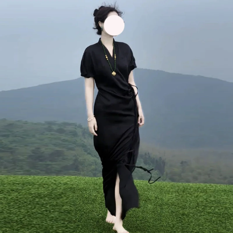 新中式赫本风端庄收腰显瘦茶歇裙2025年夏季气质高级感独特连衣裙