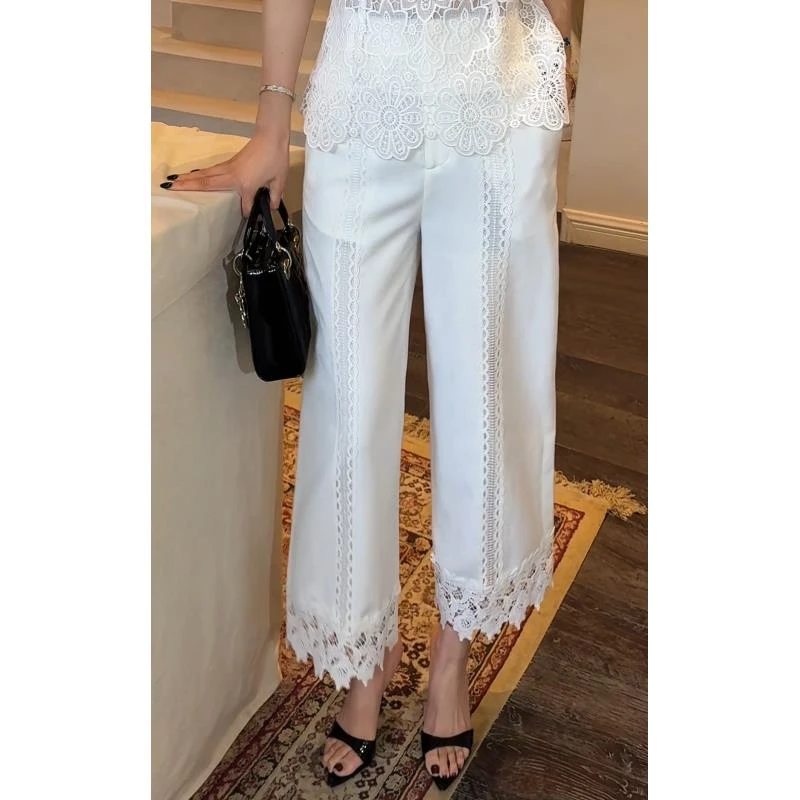 LUXURYMEMO【松露裤】手工坊系列钩针直筒棉质时髦感九分裤