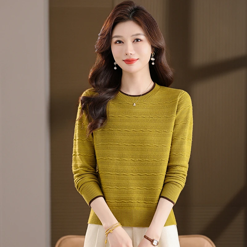 2025秋冬爆款长袖女士洋气时尚百搭慵懒风花纱毛衣独特漂亮小衫