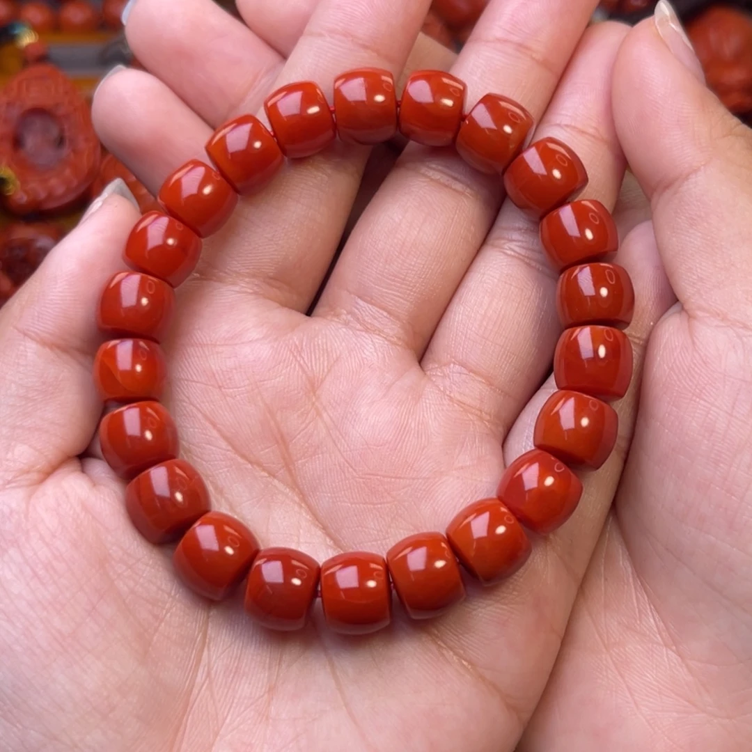 南红玛瑙未镶嵌川料瓦西牛血色10➕尺寸直切手串