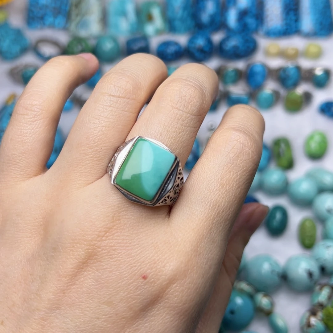 绿松石珠宝奇石银S925镶嵌