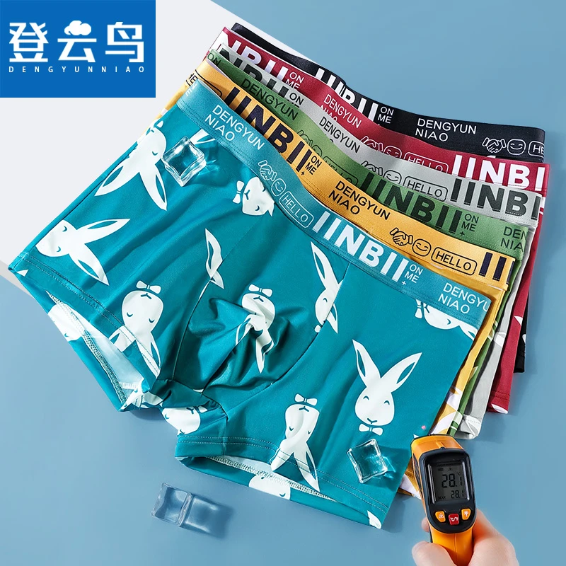 登云鸟4条装舒适内裤夏季冰丝薄款青少年透气潮流短裤抗菌大码