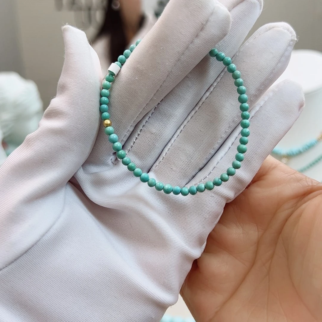 绿松石银S925镶嵌17圆形单圈卡3+