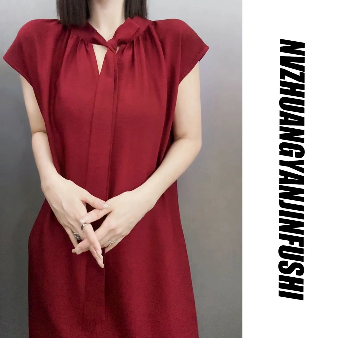 【双面穿丝麻连衣裙】-（80-180斤）大码遮肉显瘦A版 口袋连衣裙