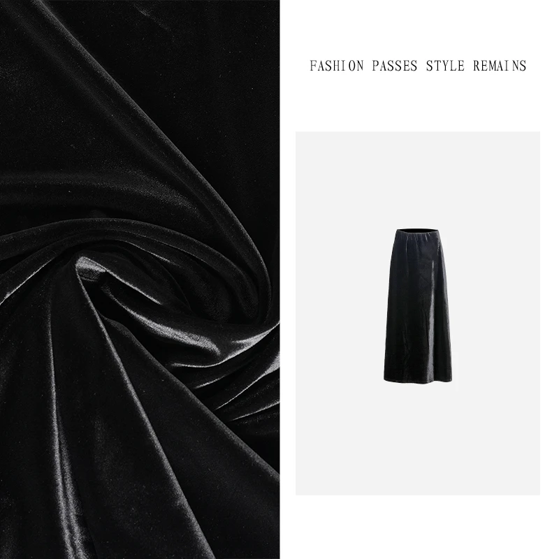 KADIMIYA”摇曳牵牛“奢华高级感丝绒A摆半身裙复古轻奢长裙