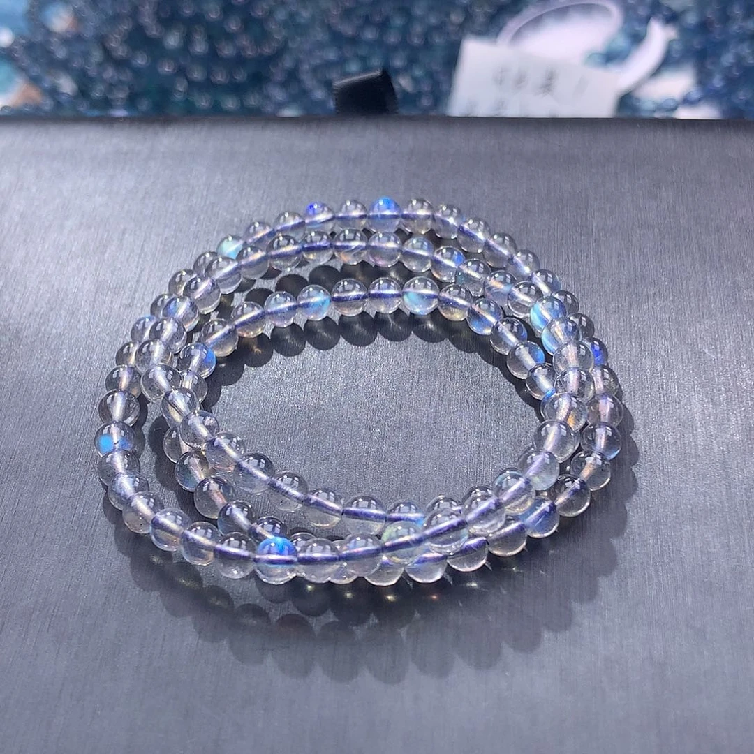 未镶嵌手串水晶透体灰月光三圈5m+【220元】要拍4件