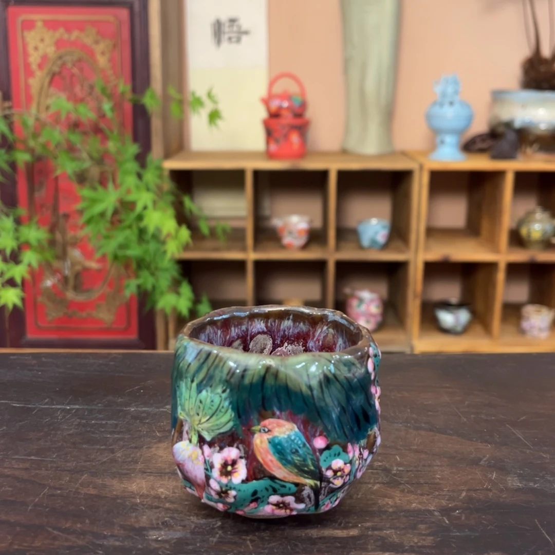 杯柴烧纯手工手绘陶瓷