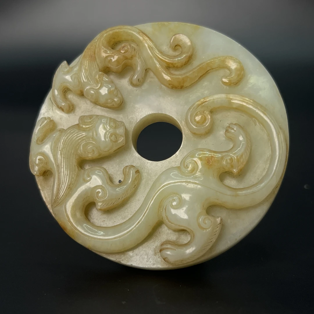 "明代和田玉望子成龙璧/ DL037070/ 古玩/收藏/德州文物"