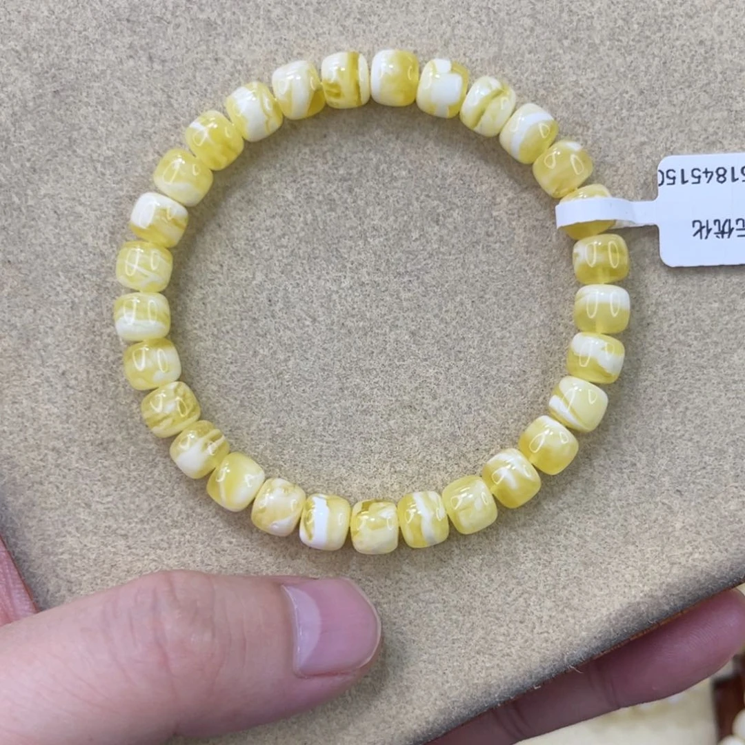 未镶嵌蜜蜡珠宝奇石7.4mm金瓷白