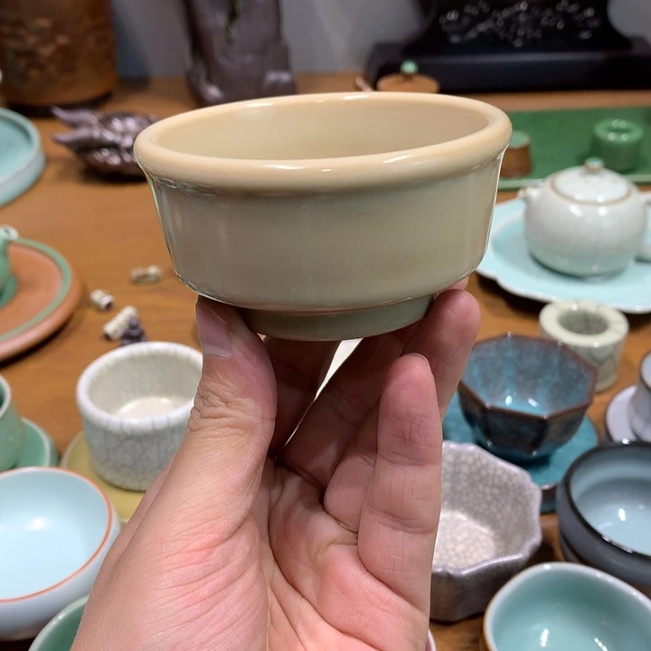 龙泉青瓷手工直口杯