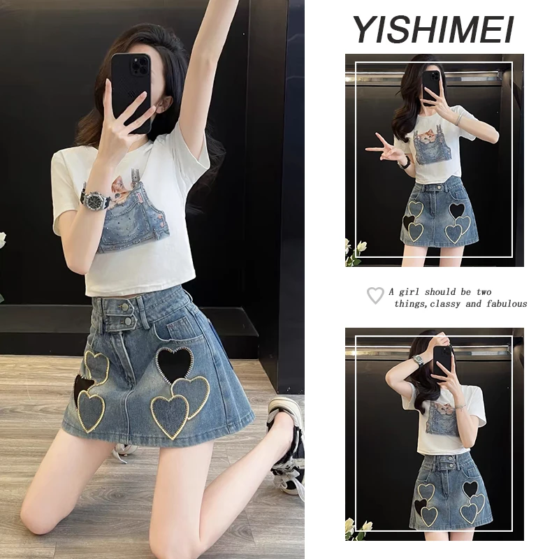 今年流行两件套2025年新款韩系百搭减龄短袖t恤显瘦裙裤两件套装