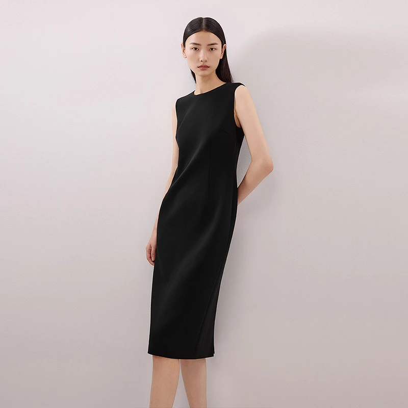 【商场同款】NCY/朗姿2025夏季新款无袖优雅修身高端气质老钱连衣裙