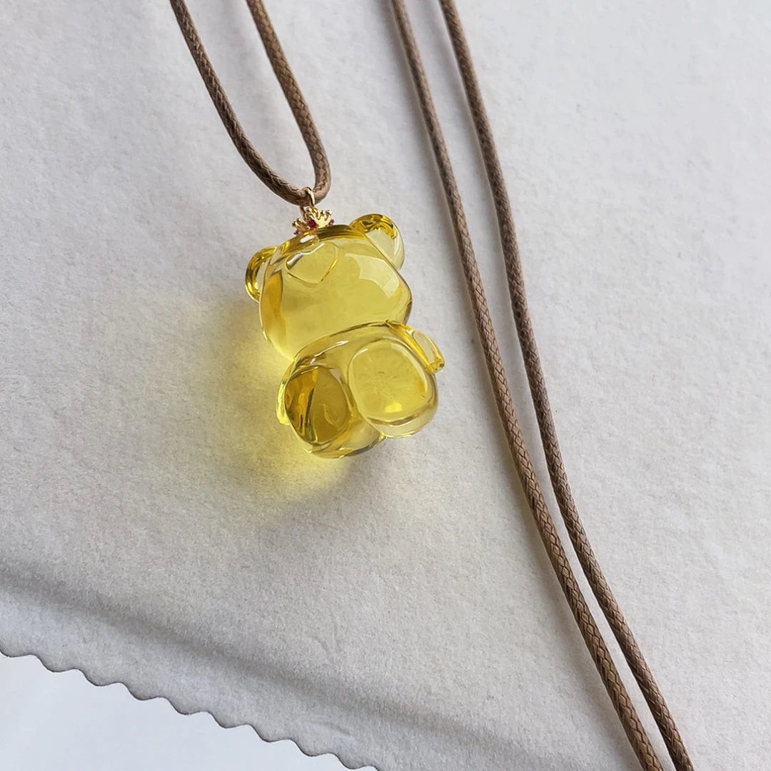 琥珀银S925镶嵌裸石琥珀吊坠