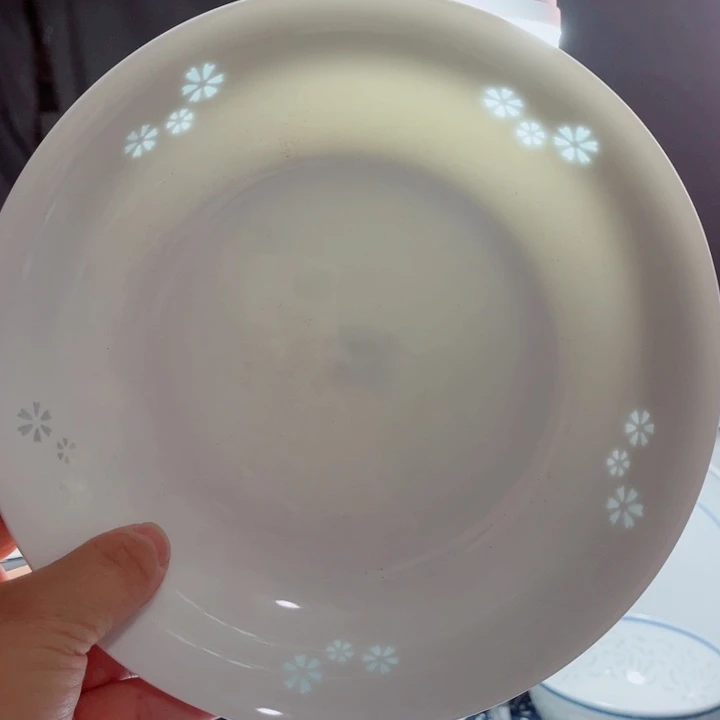 青花玲珑8寸窝盘三星花