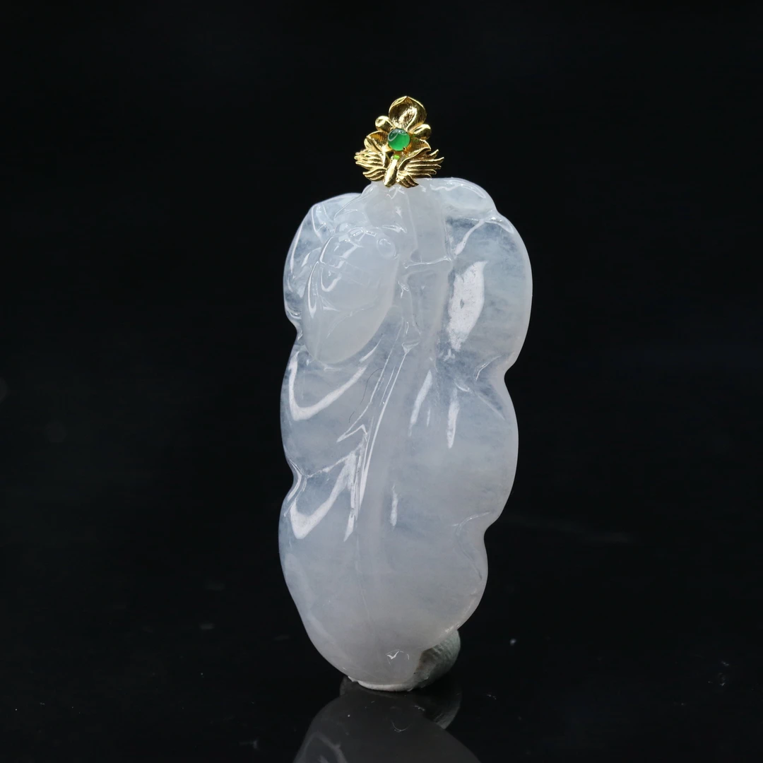 FC4天然缅甸翡翠A货18k冰叶子吊坠/500594/保利厦门拍卖