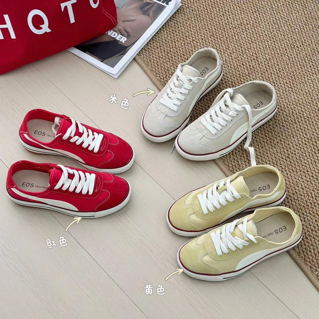 (偏大半码)休闲系带小马帆布鞋25002-1【7788桃子1】