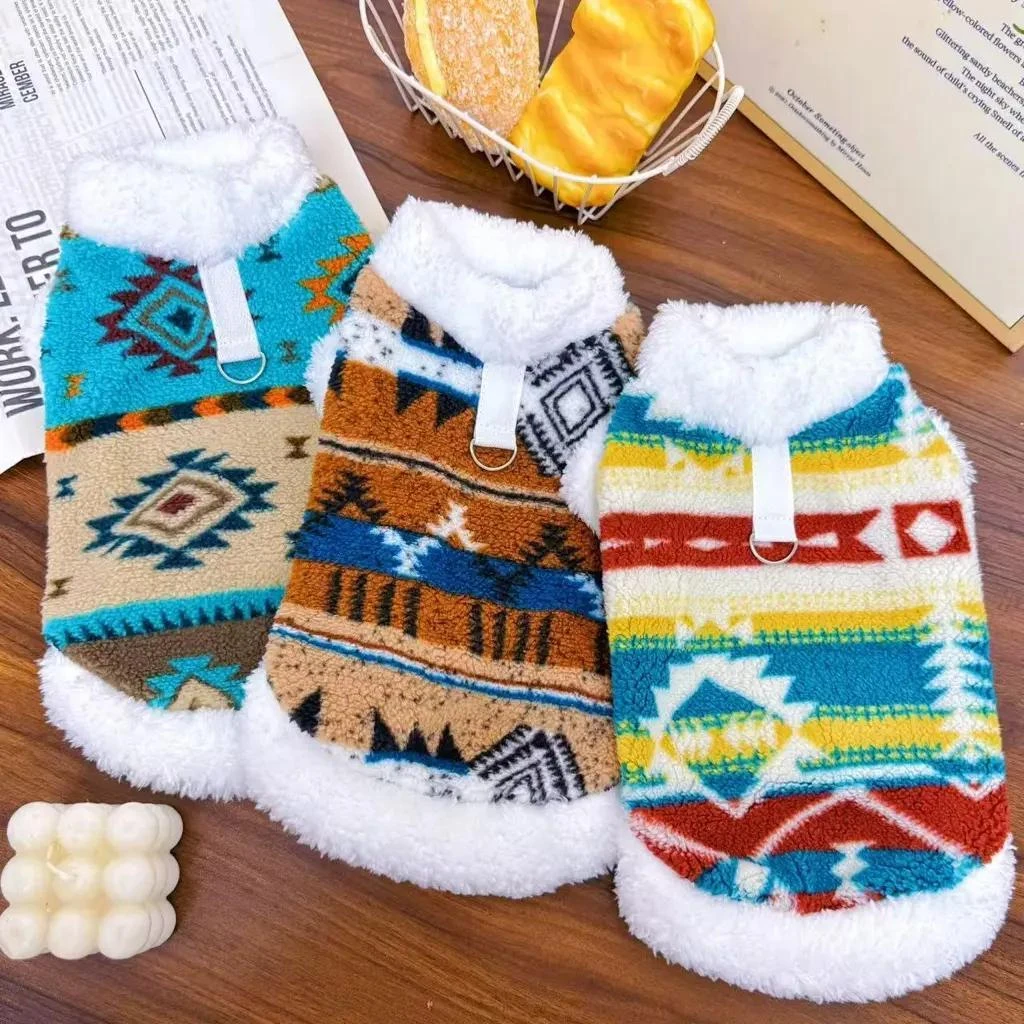 秋冬加厚保暖宠物猫狗民族风加绒马甲衣服