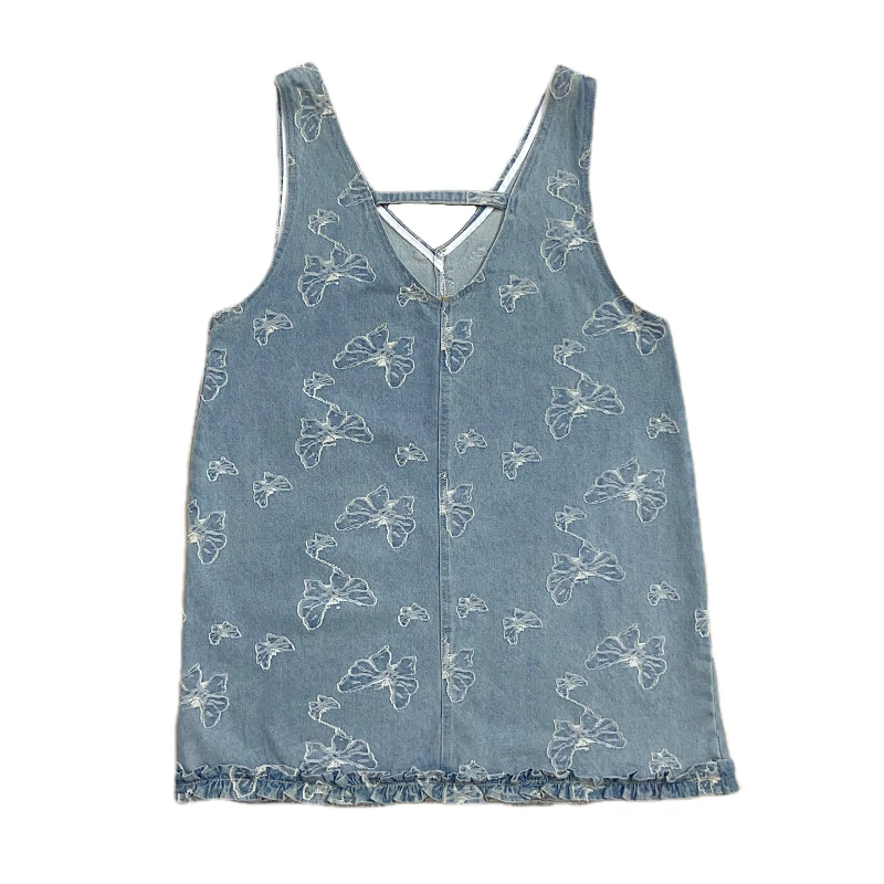 法式提花牛仔短裙小洋裙女宽松时尚漂亮千金风V领背心连衣裙a字裙