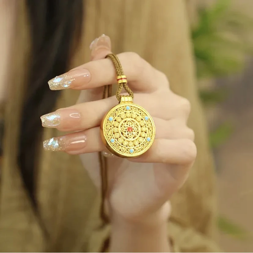 合金吊坠 精工不掉色新中式国潮风四合如意圆满罗盘吊坠百搭女款