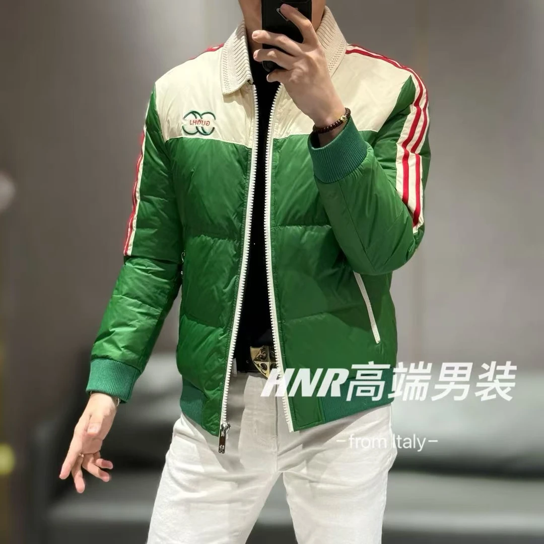 【可拆卸领羽绒服】撞色设计时尚百搭高端男士羽绒服7728