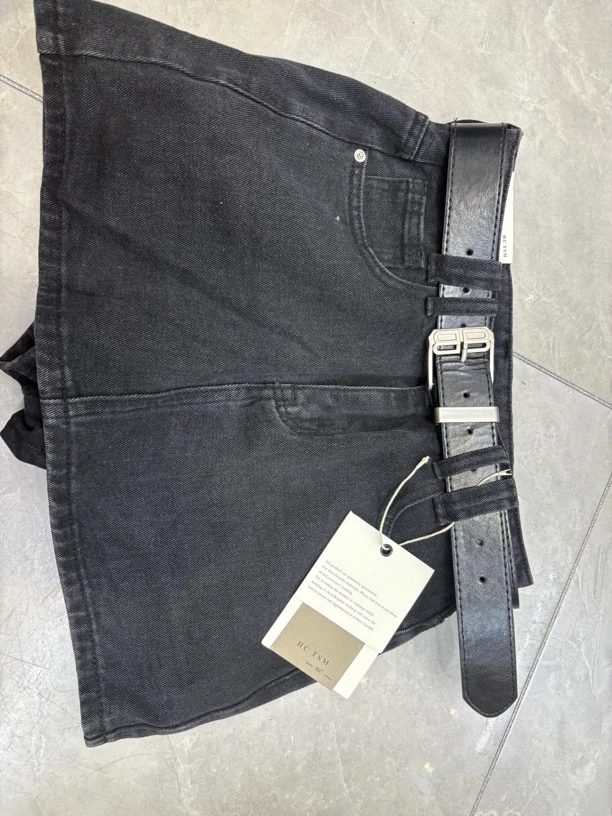 2025夏季新款黑色口袋小众设计感气质百搭a字牛仔裙高腰显瘦短裙