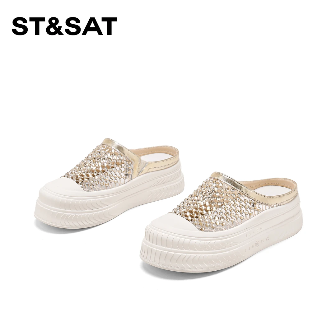 St&Sat/星期六一脚蹬百搭气质休闲单鞋女2025北欧风水钻套脚半拖