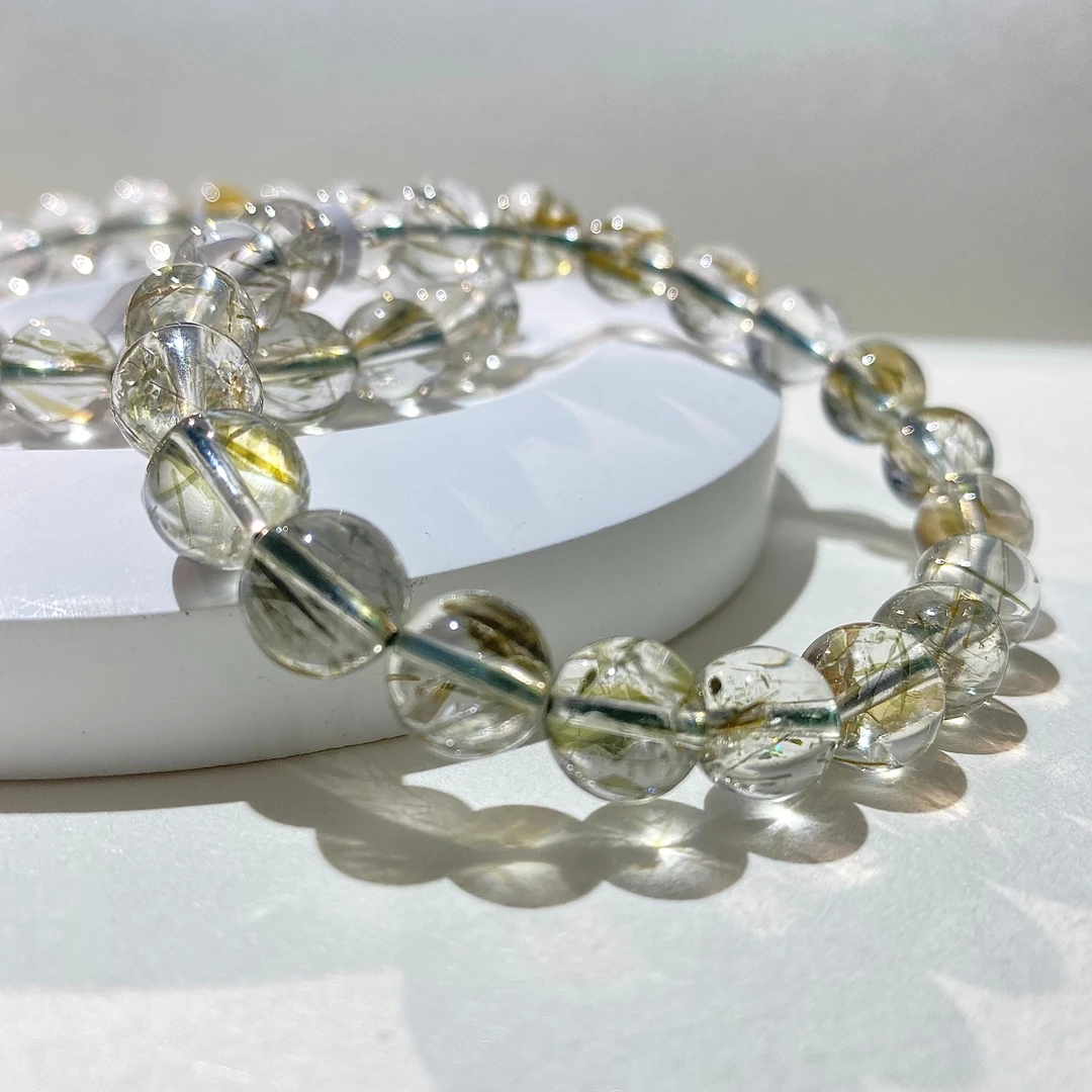 【五路发】天然绿碧玺发晶手串稀有密发通透绿骨干水晶多样性发其一