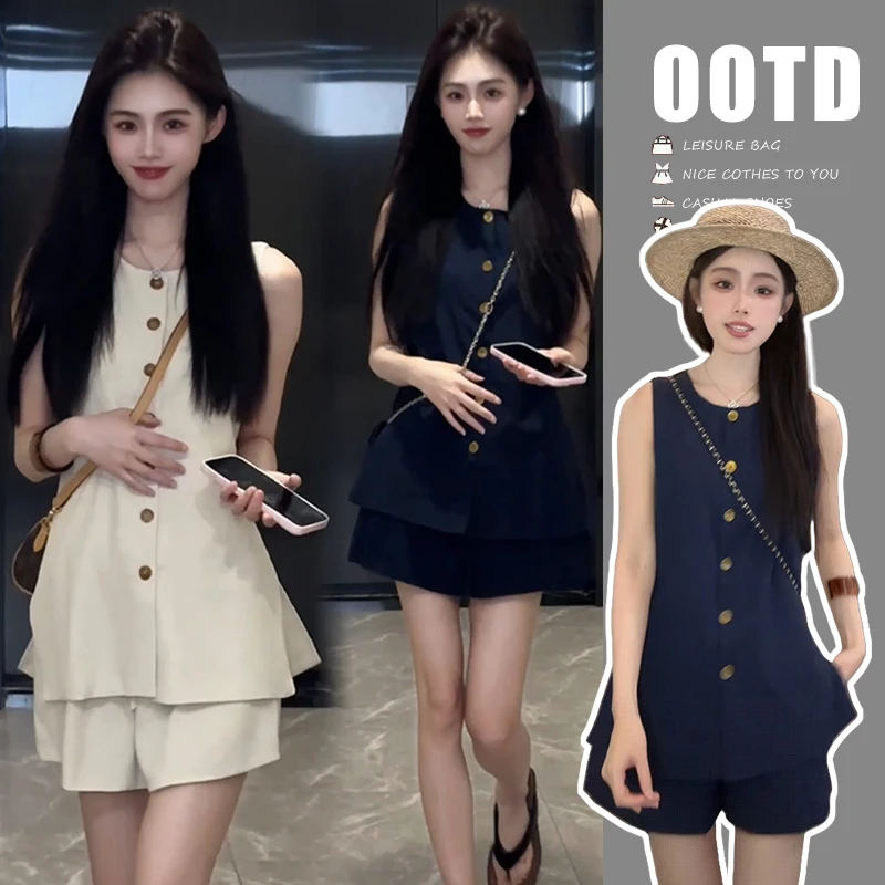 孕妇装夏装时髦老钱风时尚轻熟感休闲通勤套装2025新款复古两件套