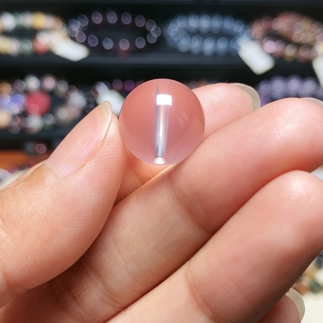 水晶手串未镶嵌鱼*呀粉水晶14.3