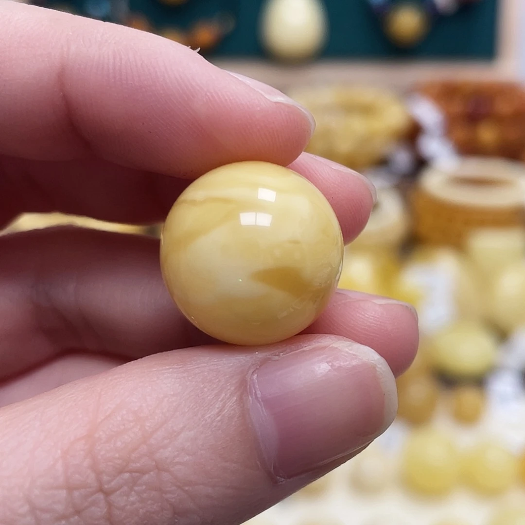 蜜蜡未镶嵌珠宝奇石17.5mm妖花圆珠 瑕