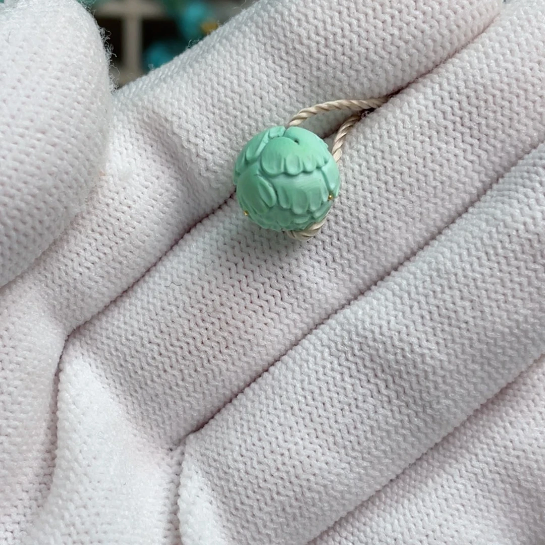 绿松石未镶嵌菜籽黄牡丹花珠4