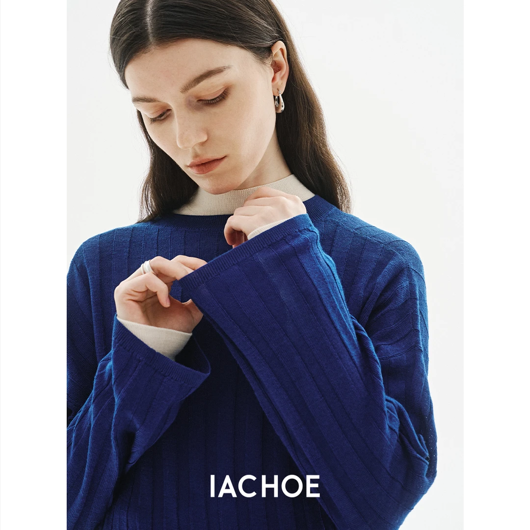 IACHOE慵懒风薄款坑条毛衣3621505012
