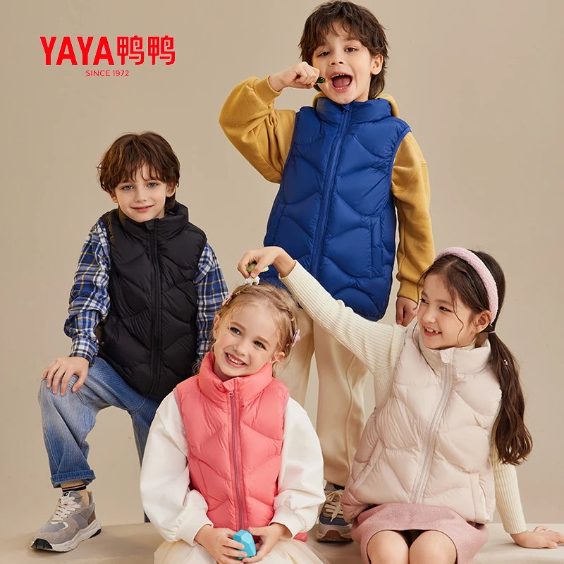 YAYA/鸭鸭儿童羽绒马甲男女童中大童坎肩加厚爆款羽绒保暖背心