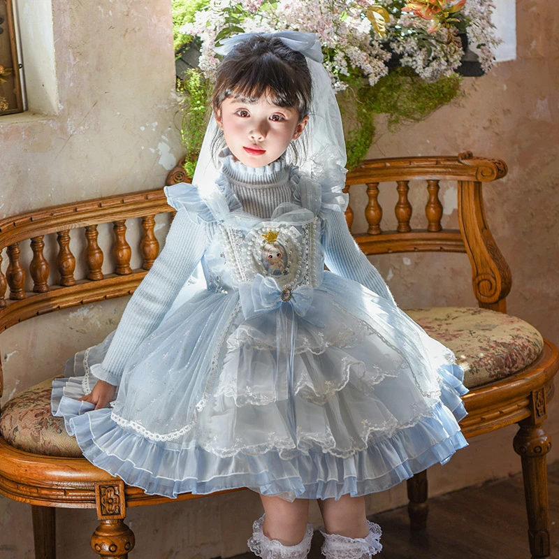巴拉巴拉男孩女孩女童艾莎公主裙秋装2025新款洋气儿童蓬蓬纱适用
