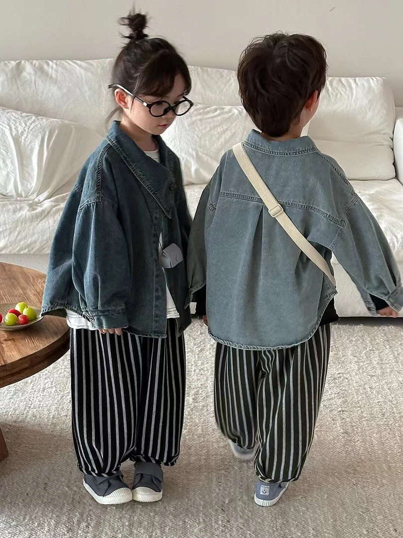 2025春季新款男女童韩版个性牛仔衬衫外套2530